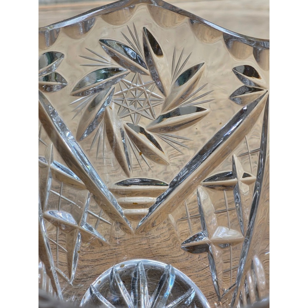 Ruckl & Sons Bohemia Lead Crystal Basket Hand Cut Czech Republic Starburst 24% - Picture 9 of 16